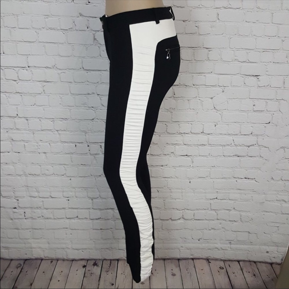 Pink Tartan Black White Skinny Ruched Pants sz 2
